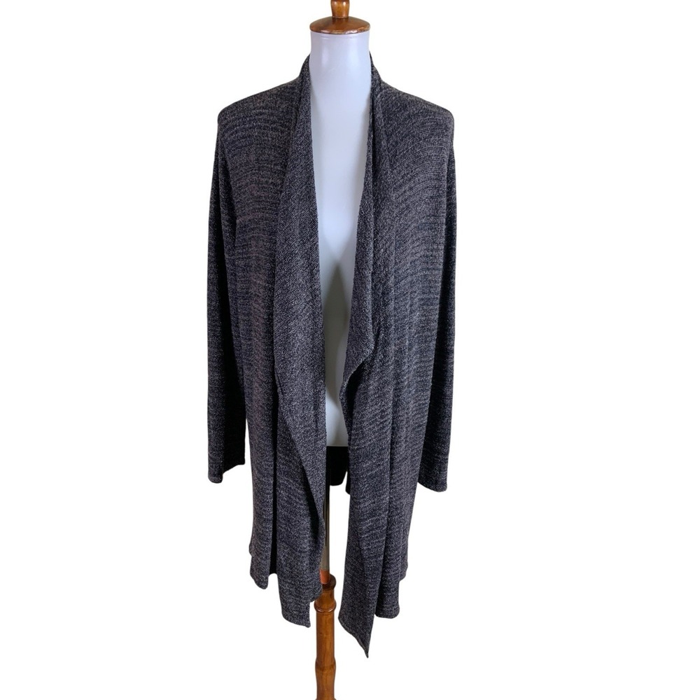 Shimera Brown Marled Open Front Cardigan Cozy Knit Drape Large